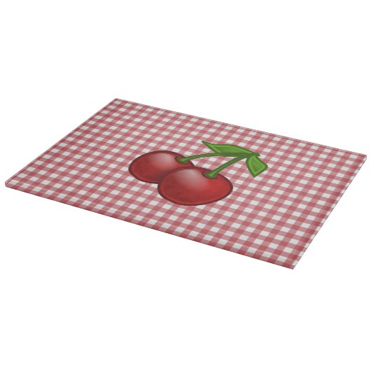 Rote Gingham-Kirsche Schneidebrett (Ecke)