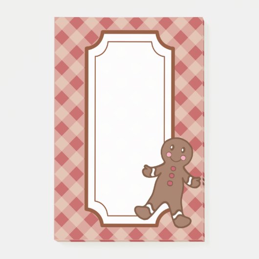 Rote Gingham-Lebkuchen-Post-it-Notizen Post-it Klebezettel (Vorderseite)