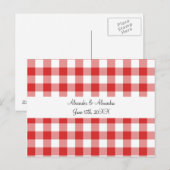 Rote Gingham-Muster-Gastgeschenke Hochzeiten Postkarte (Vorne/Hinten)