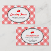 Rote Gingham-Muster Süßkirschproduktion Visitenkarte (Vorne/Hinten)