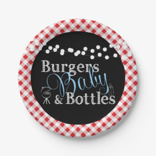 Rote Gingham-Picknick Babyq GRILLEN Pappteller