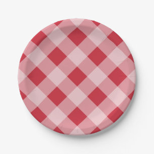 Rote Gingham-Picknick-BBQ-Party-Papierplatten Pappteller