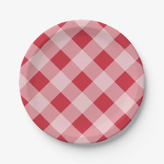Rote Gingham-Picknick-BBQ-Party-Papierplatten Pappteller (Vorderseite)