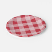 Rote Gingham-Picknick-BBQ-Party-Papierplatten Pappteller (Schrägansicht)