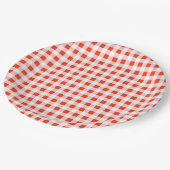 Rote Gingham-Pizza-Italienische Babyparty Pappteller (Schrägansicht)