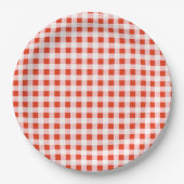 Rote Gingham-Pizza-Italienische Babyparty Pappteller (Vorderseite)