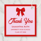 Rote Gingham-Schleifen-Abschlussfeier-Geschenkanhä Geschenkanhänger (Rückseite)