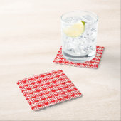 ROTE GINGHAM STRICKWARE Karierte eckige Papiertisc Untersetzer (Vor Ort)