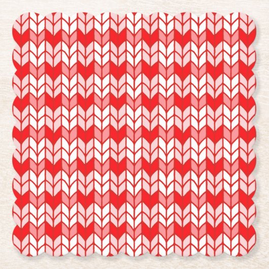 ROTE GINGHAM STRICKWARE Karierte eckige Papiertisc Untersetzer (Vorderseite)