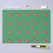 Rote Gitarre auf Grün Seidenpapier (Handwerk)