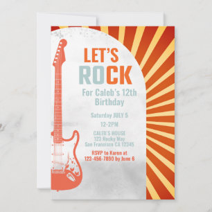 Rote Gitarre Rock and Roll Rockstar Geburtstag Einladung