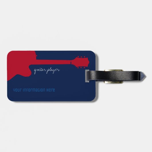 Rote Gitarre Rock Reise Gepäckanhänger (Rückseite horizontal)