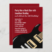 Rote Gitarre Rock Star Geburtstag Einladung (Vorne/Hinten)