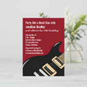 Rote Gitarre Rock Star Geburtstag Einladung (Stehend Vorderseite)