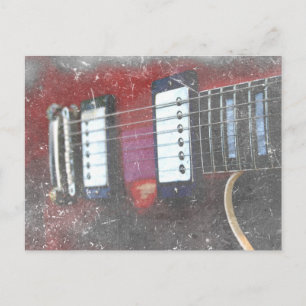Rote Gitarre Streicherbrücke Grunge Musik Design Postkarte
