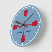 rote Gitarren. Gitarrist Runde Wanduhr (Winkel)