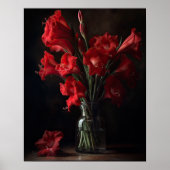 Rote Gladiolen Blume Art Print Poster (Vorne)