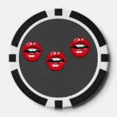 Rote glänzende Lippen auf Grau Pokerchips (Vorderseite)