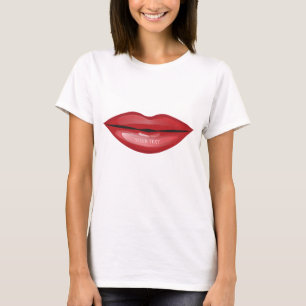Rote Glänzende Lippen Kuss Chic Moderne Glam Schön T-Shirt