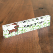 Rote glatte Dackel 2 Namensplakette (Seite)