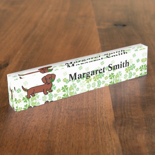 Rote glatte Dackel 2 Namensplakette (Seite)