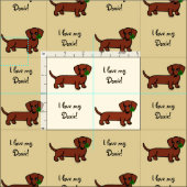 Rote glatte Dackel 2 Stoff (Kachel)