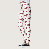 Rote glatte Dackel-laufende Herz-Leggings Leggings (Links)