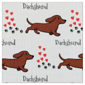 Rote glatte Dackel-laufende Tatzen und Herzen Stoff (Nahaufnahme)