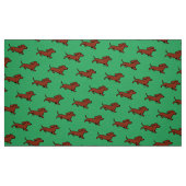 Rote glatte Dackel-laufendes Grün Stoff (Fat Quarter (45,7 x 55,9 cm))