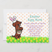 Rote, glatte Dackel Ostereier Hunt Einladung (Vorderseite)