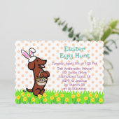 Rote, glatte Dackel Ostereier Hunt Einladung (Stehend Vorderseite)