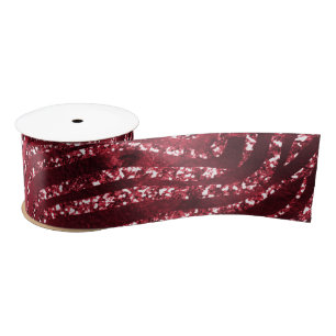 Rote Glitter Glam Tiger Streifen Muster Satinband