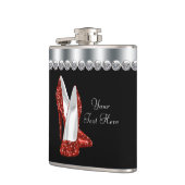 Rote Glitter-High-Heel-Schuhe Flachmann (Links)