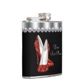 Rote Glitter-High-Heel-Schuhe Flachmann (Rechts)