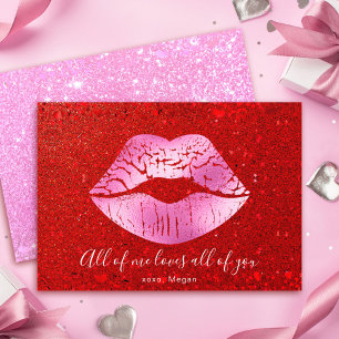 Rote Glitter-Lippen Alles von mir liebt Valentinst Feiertagskarte