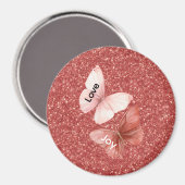 Rote Glitter Rosa Liebe Freude Schmetterlinge Magnet (Vorderseite/Rückseite)