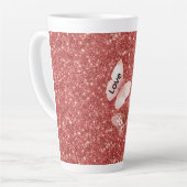 Rote Glitter Rosa Liebe Freude Schmetterlinge Milchtasse (Linke Ecke)