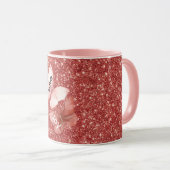 Rote Glitter Rosa Liebe Freude Schmetterlinge Tasse (VorderseiteRechts)