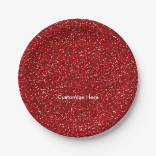 Rote Glitter-Weihnachtsfeier-Teller Pappteller