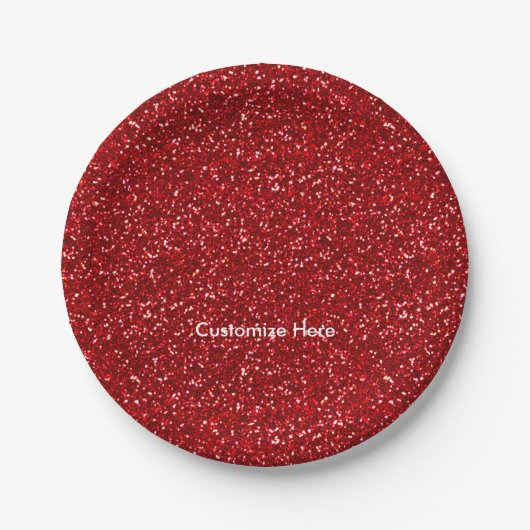 Rote Glitter-Weihnachtsfeier-Teller Pappteller (Vorderseite)