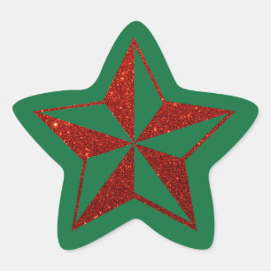 Rote Glitter-Weihnachtsstern Stern-Aufkleber