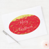 Rote Glitterie-Glitzern frohe Weihnachten Ovaler Aufkleber (Umschlag)