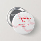 Rote Glitterlinien frohen Valentinstag Spirale Nam Button (Vorne & Hinten)