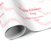 Rote Glitterlinien frohen Valentinstag Spirale Nam Geschenkpapier (Rolleneckpunkt)