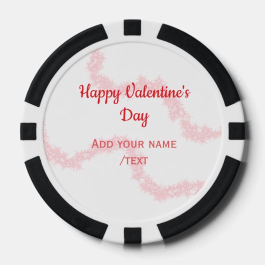 Rote Glitterlinien frohen Valentinstag Spirale Nam Pokerchips (Vorderseite)