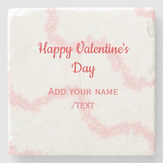 Rote Glitterlinien frohen Valentinstag Spirale Nam Steinuntersetzer (Vorderseite)