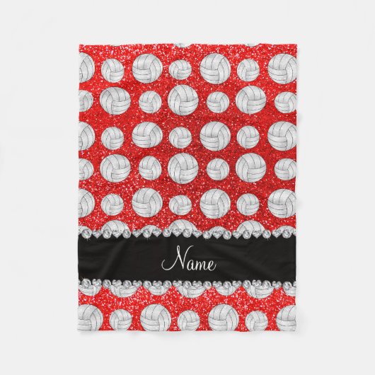 Rote Glitterneonvolleyball des individuellen Fleecedecke (Vorderseite)