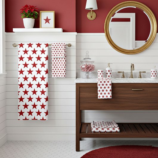 Rote Glitzer Badhandtuch Set
