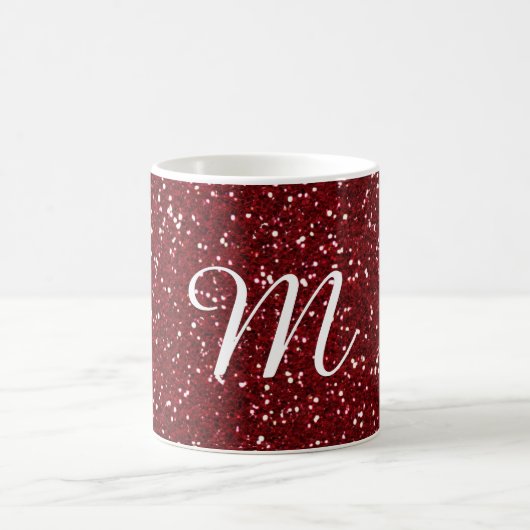Rote Glitzer-Gewohnheit Burgunders mit Monogramm Kaffeetasse (Mittel)