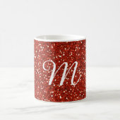 Rote Glitzer-Gewohnheit mit Monogramm Kaffeetasse (Mittel)